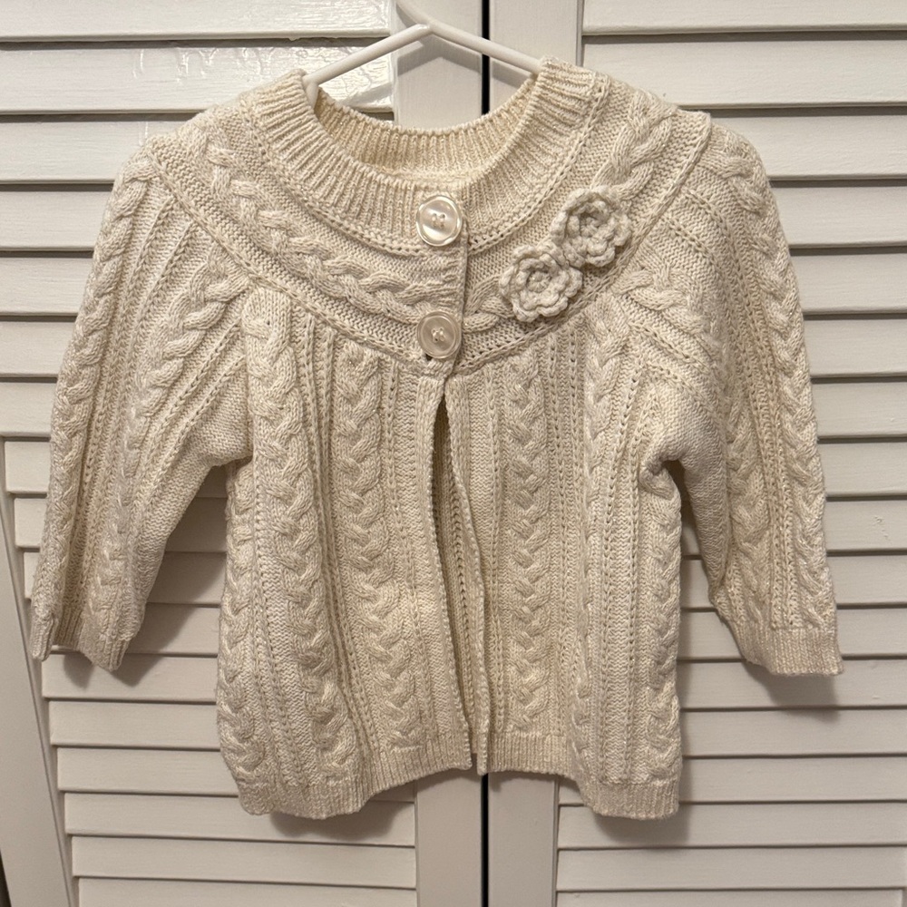 NWT 18M Cream Cable Knit Cardigan